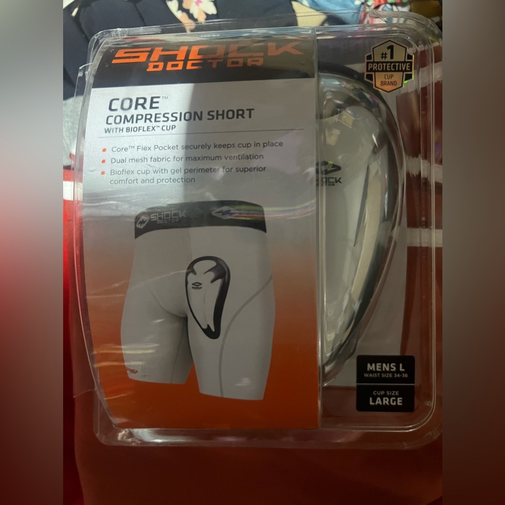 Shock doctor compression shorts with cup